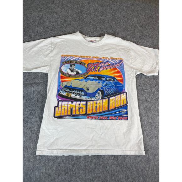 2006 Y2K James Dean Run Historical Museum Classic Cars T-Shirt Mens Medium White - Picture 1 of 4